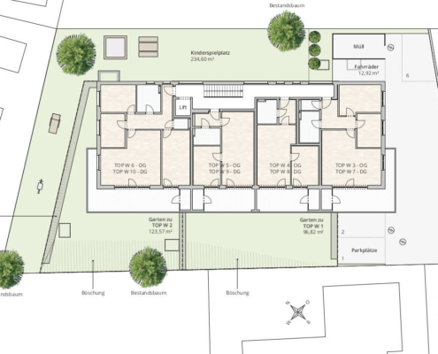 Lageplan Obergeschoss und Dachgeschoss